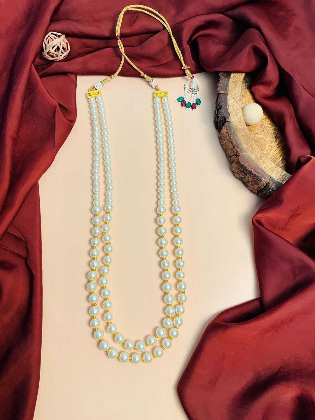 

ABDESIGNS Beads-Studded Statement Layered Necklace, Gold