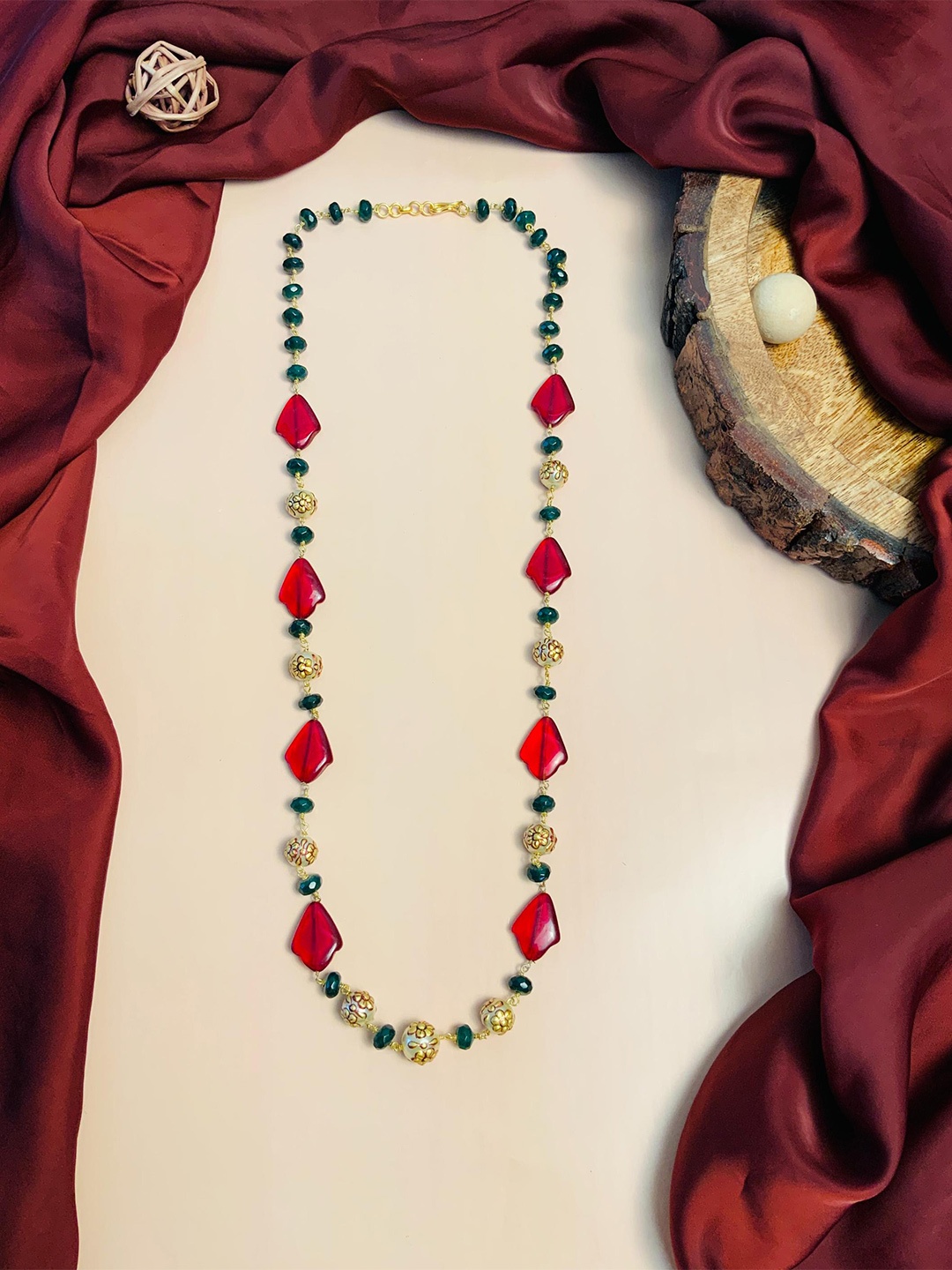 

ABDESIGNS Gold-Plated Stones & Beaded Statement Necklace
