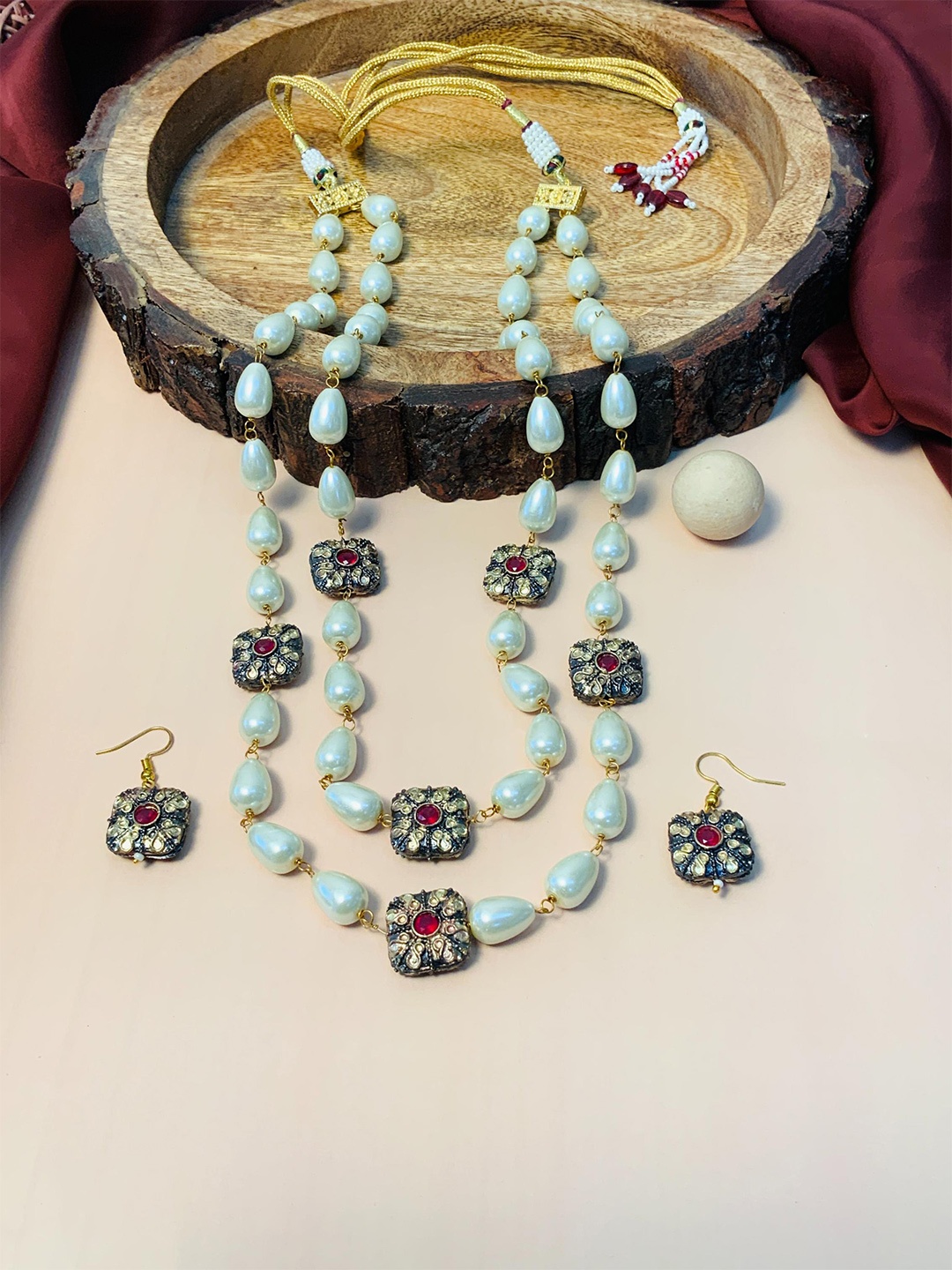 

ABDESIGNS Gold-Plated Beaded Layered Jewellery Set