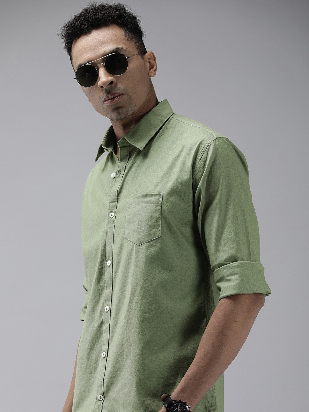 

Roadster Men Opaque Casual Shirt, Green