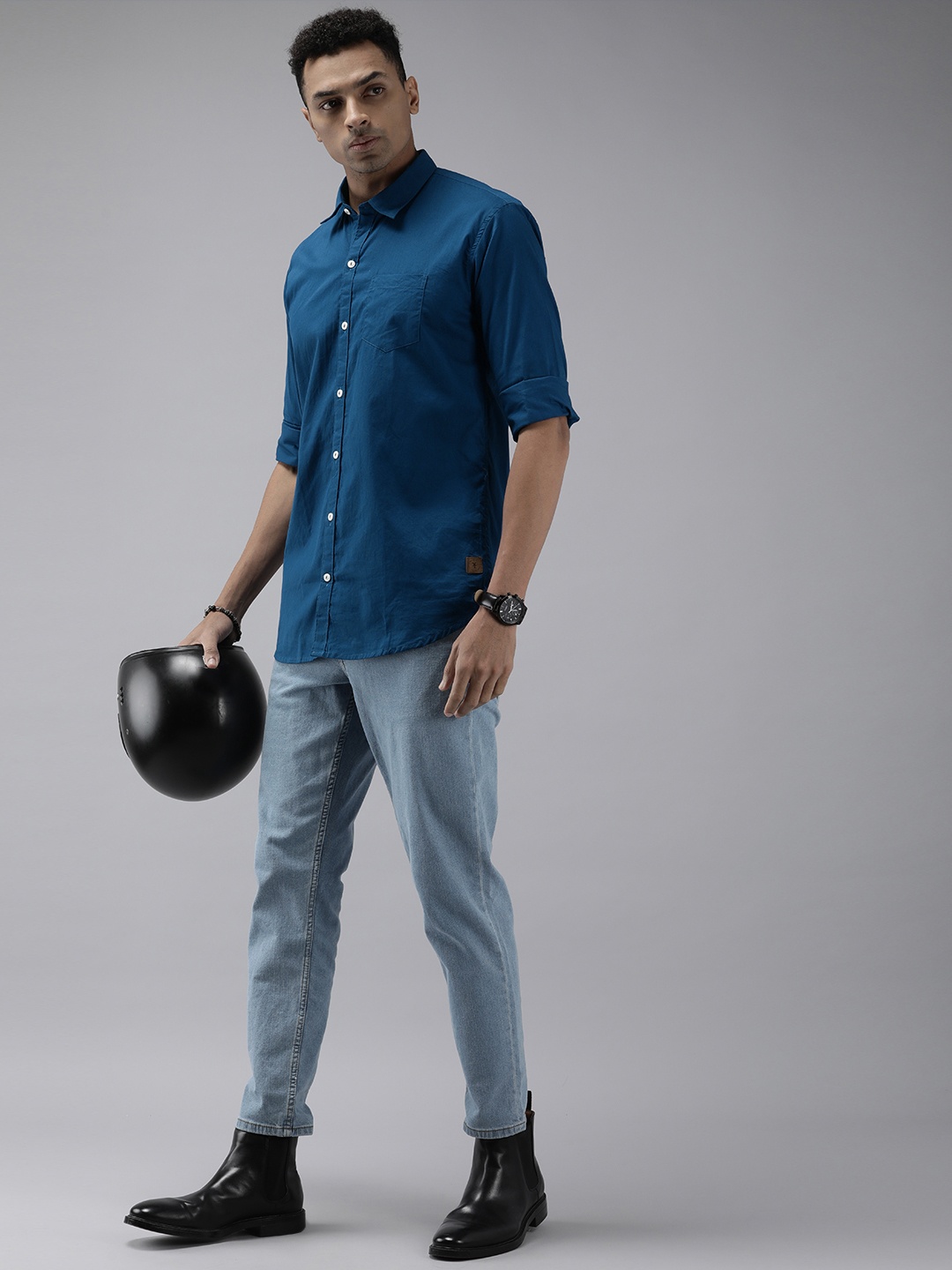 

Roadster Men Opaque Casual Shirt, Blue