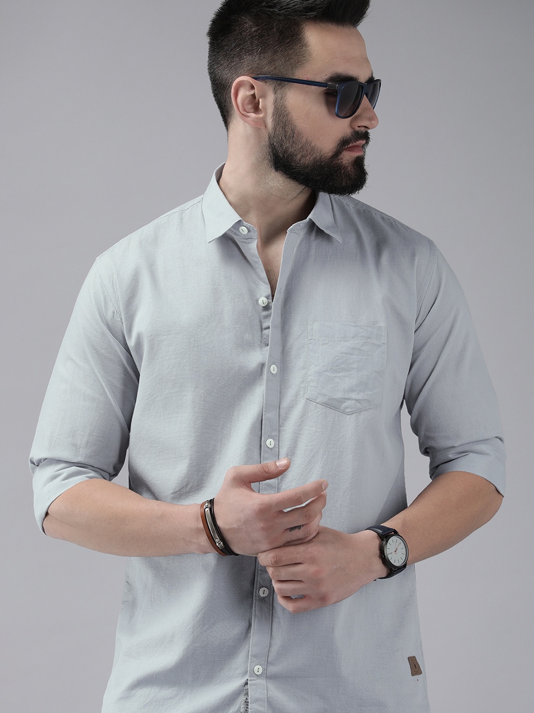 

Roadster Men Opaque Casual Shirt, Grey