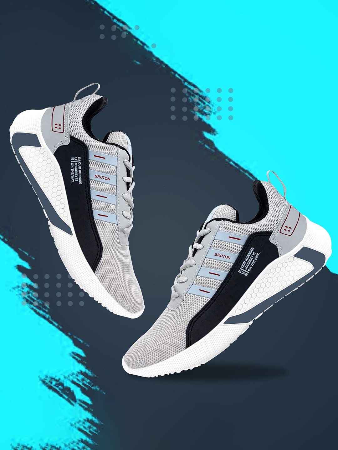 

Bruton Men Colourblocked Lightweight Sneakers, Grey