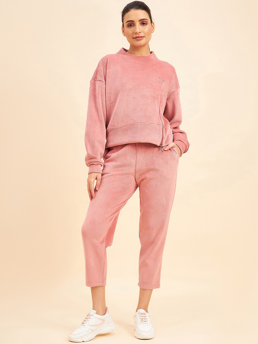 

Sweet Dreams Women Peach Coloured Textured Tracksuits