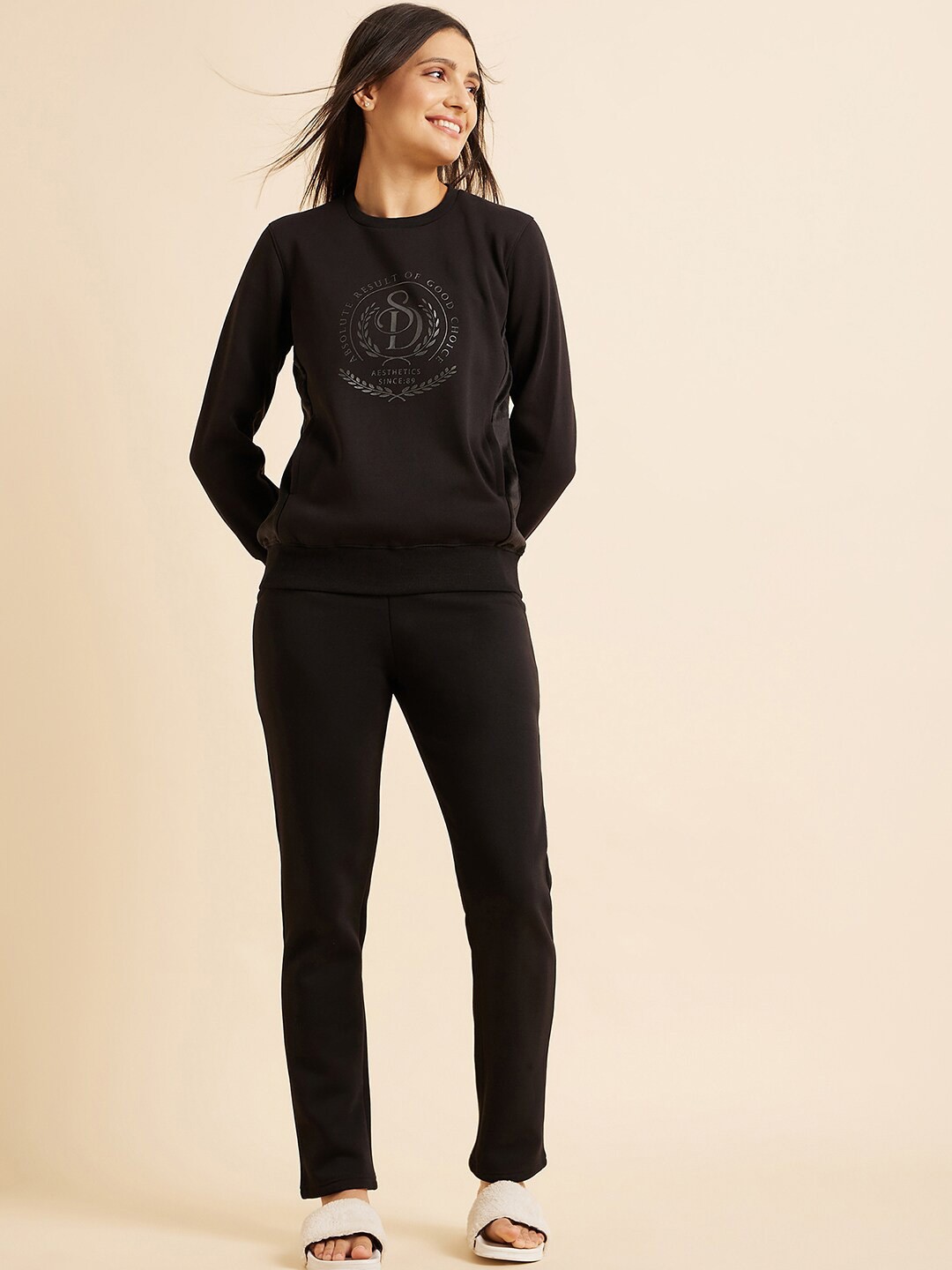 

Sweet Dreams Women Mid-Rise Tracksuit, Black