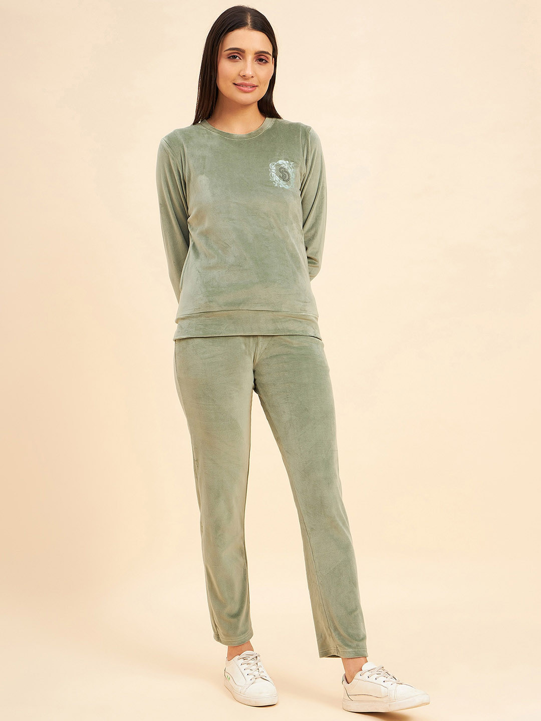 

Sweet Dreams Green Round Neck Mid Rise Tracksuits