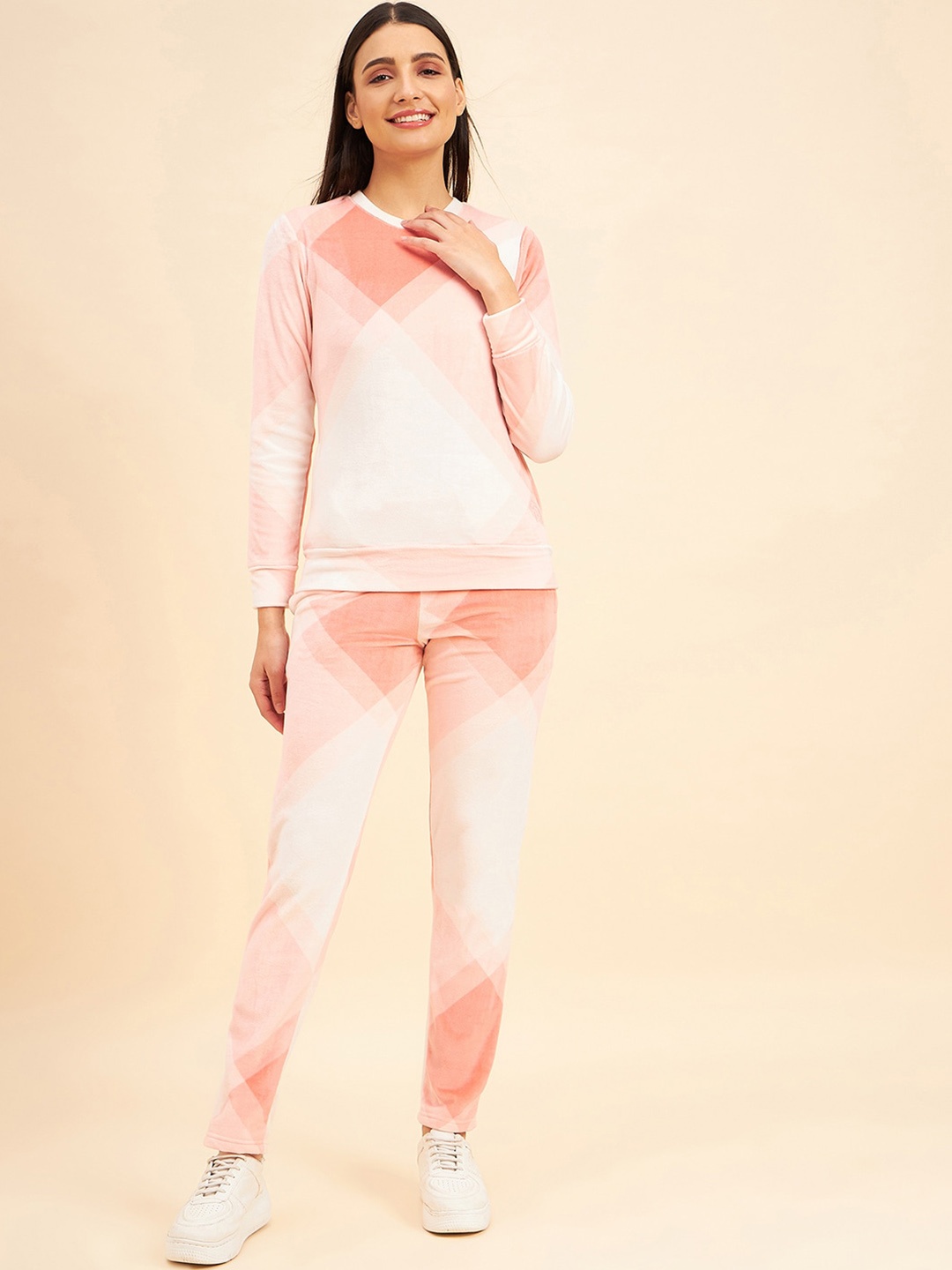 

Sweet Dreams Peach & White Colourblocked Tracksuits