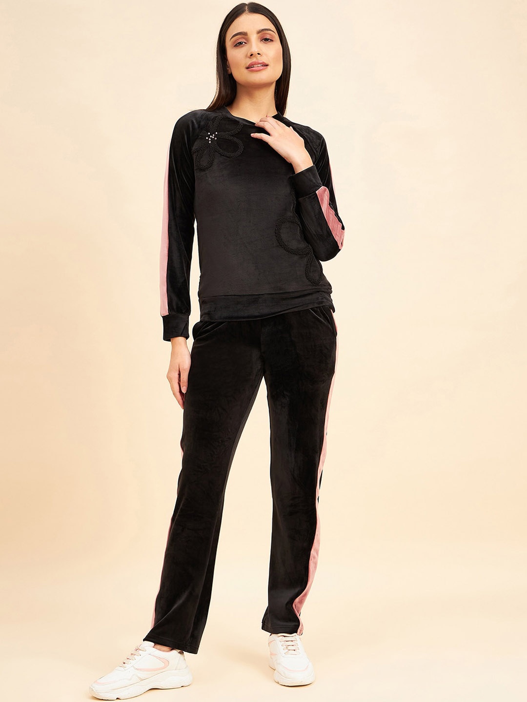 

Sweet Dreams Black Round Neck Mid Rise Tracksuits