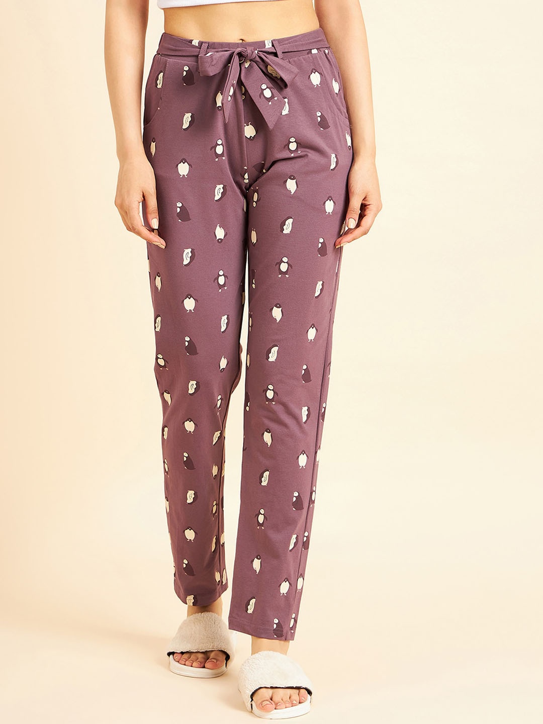 

Sweet Dreams Women Mauve Printed Straight Lounge Pants
