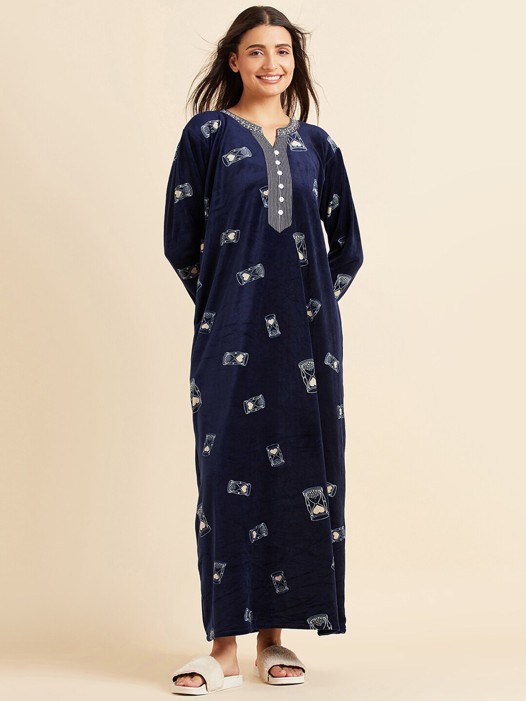 

Sweet Dreams Conversational Printed Maxi Nightdress, Navy blue