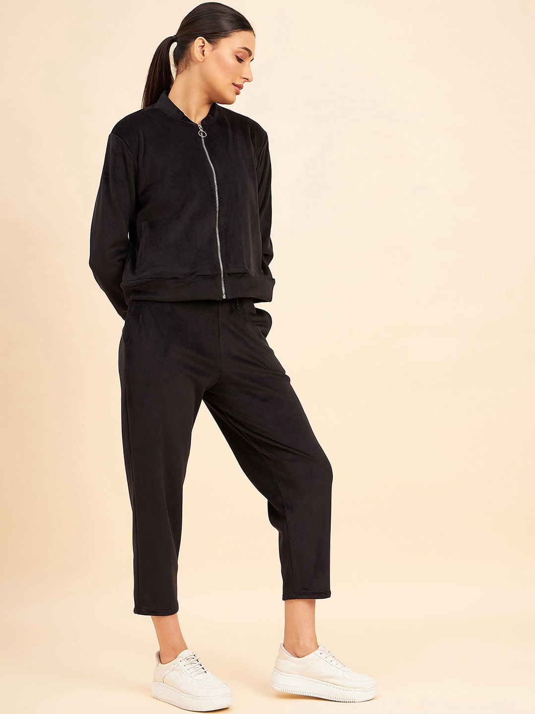 

Sweet Dreams Mock Collar Tracksuits, Black