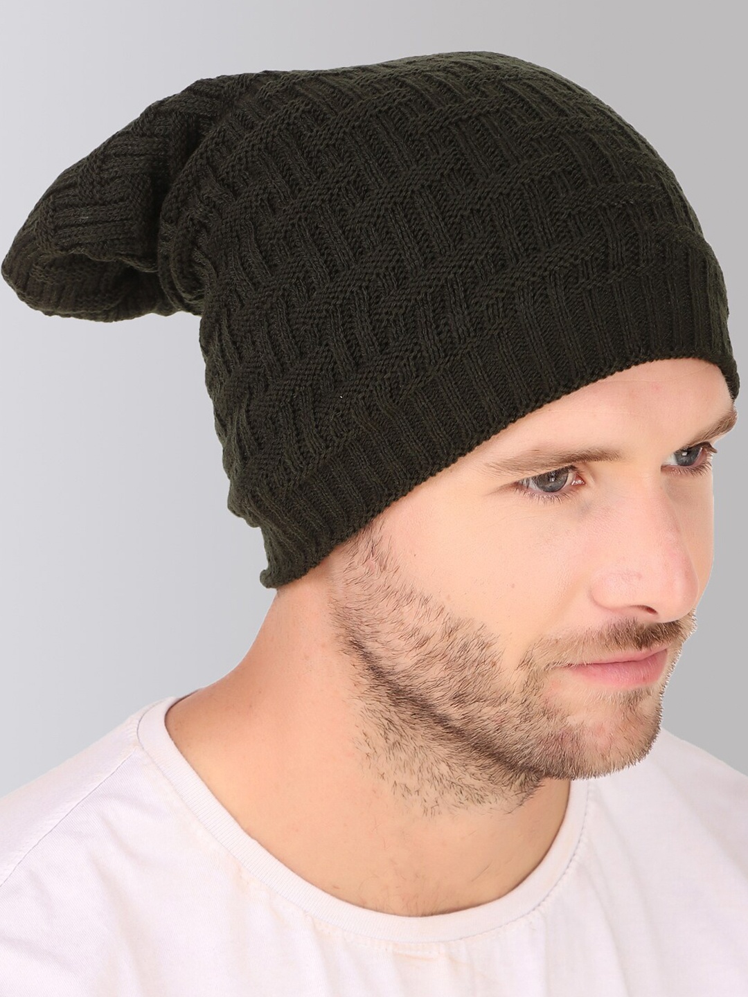 

hupshy Unisex Self Design Acrylic Beanie, Black