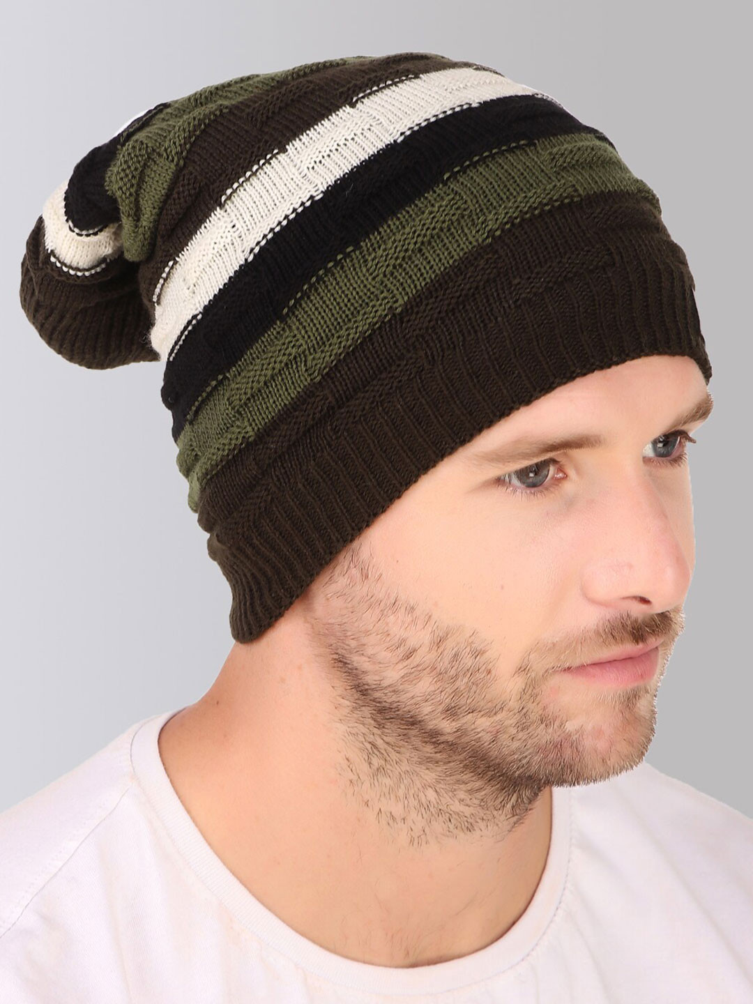 

hupshy Unisex Self Design Cotton Beanie, Black