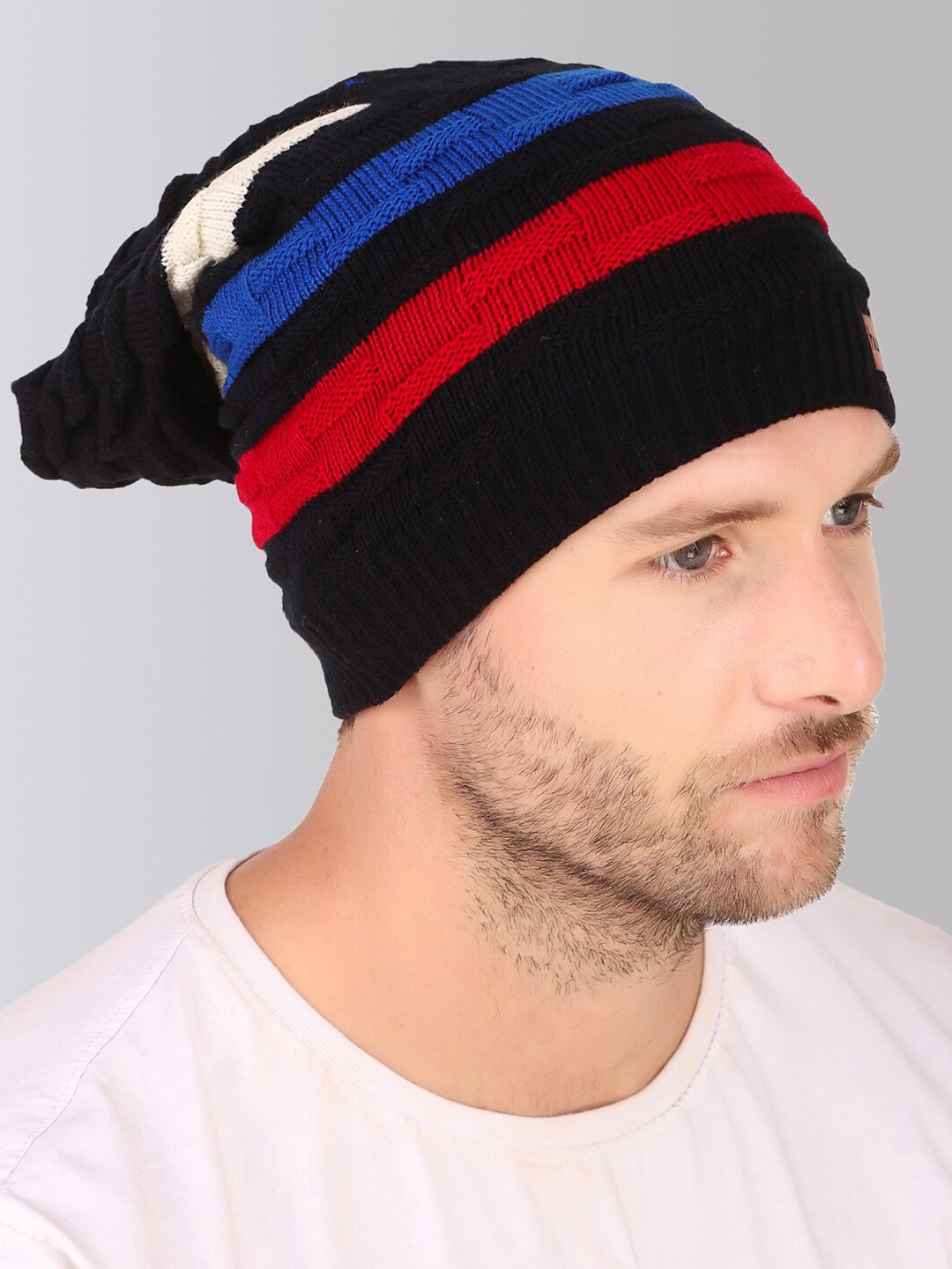 

hupshy Unisex Self Design Acrylic Beanie, Black