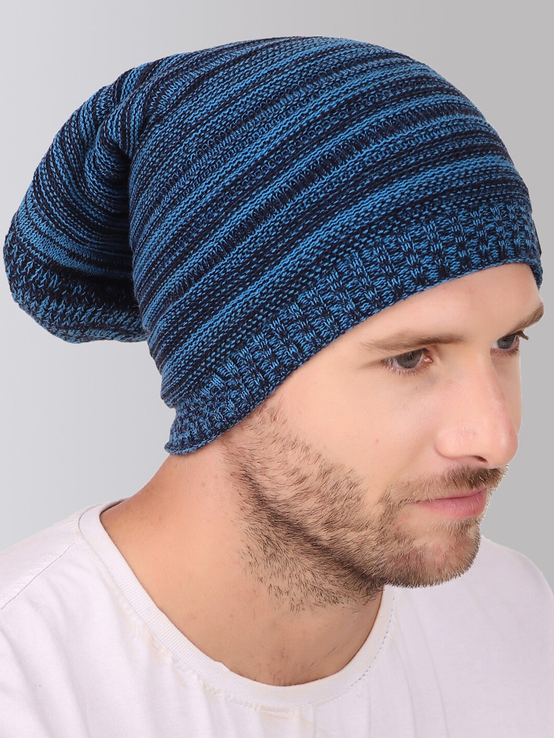 

hupshy Unisex Self Design Acrylic Beanie, Blue