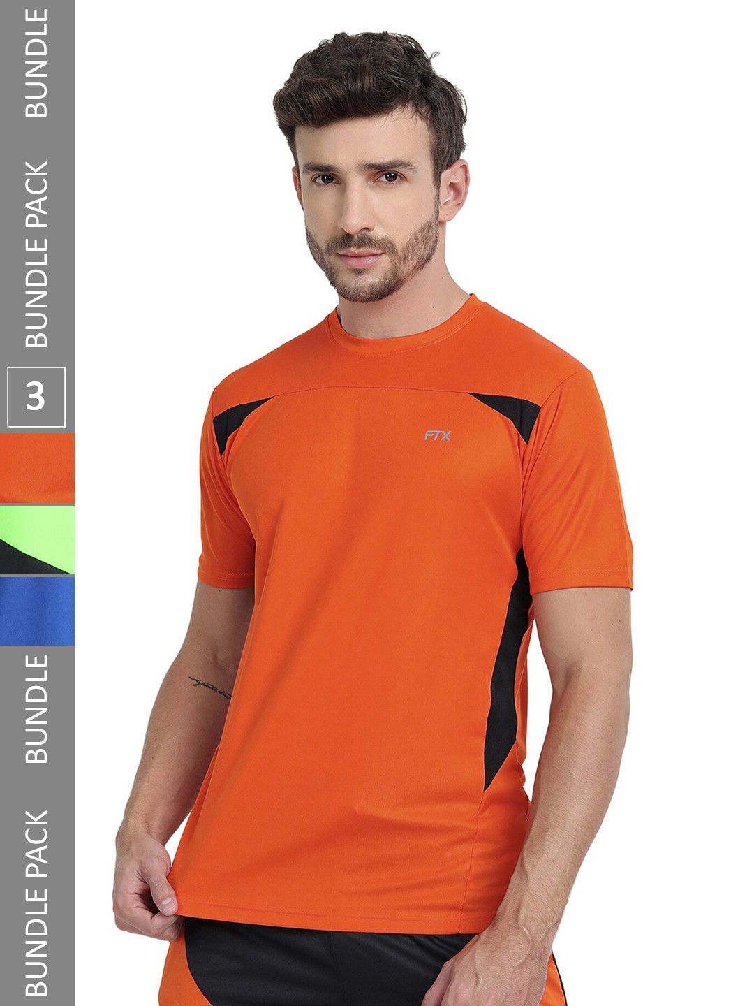 

FTX Pack Of 3 Colourblocked Dry Fit Sports T-shirt, Orange