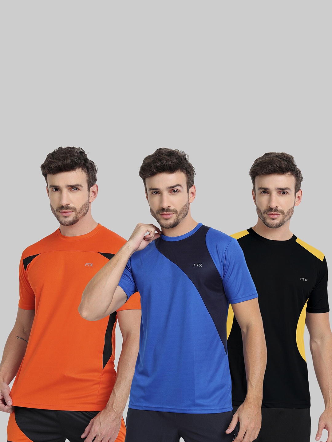 

FTX Pack of 3 Colourblocked Dry Fit Sports T-shirt, Orange