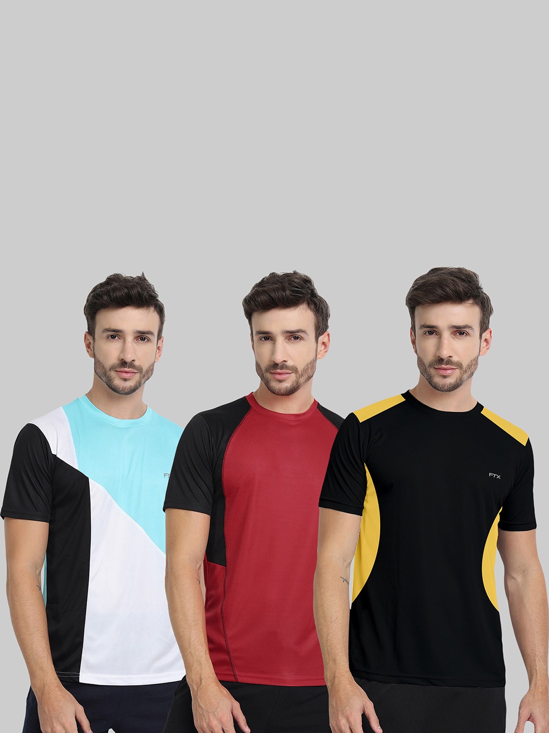 

FTX Pack Of 3 Colourblocked Dry Fit Sports T-shirt, White