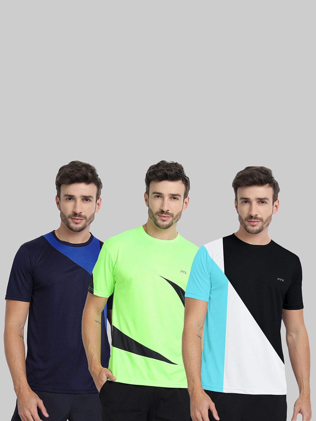 

FTX Pack Of 3 Colourblocked Dry Fit Sports T-shirt, Black