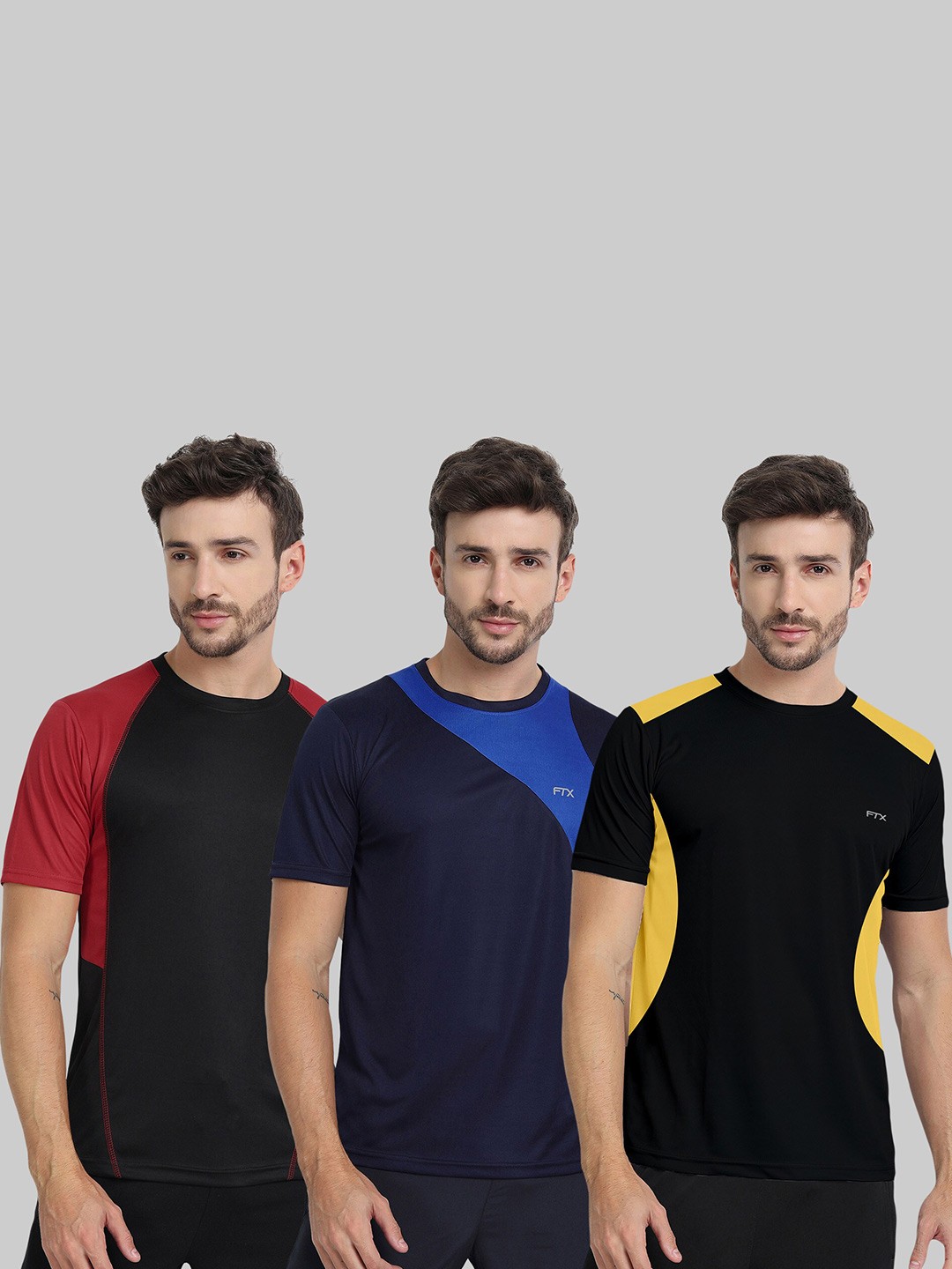 

FTX Pack Of 3 Colourblocked Dry Fit T-shirt, Black