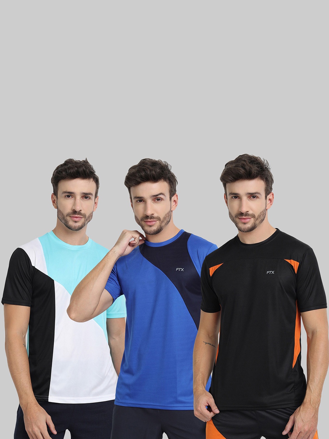 

FTX Pack Of 3 Colourblocked Dry Fit Sports T-shirt, Blue