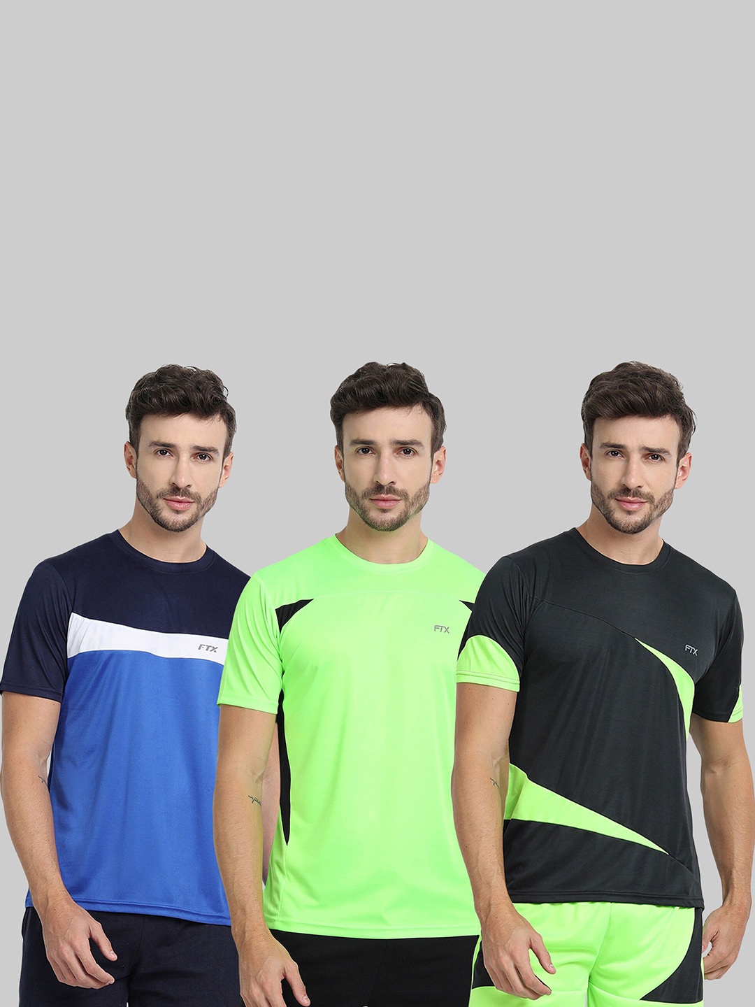 

FTX Pack Of 3 Colourblocked Dry Fit Sports T-shirt, Blue