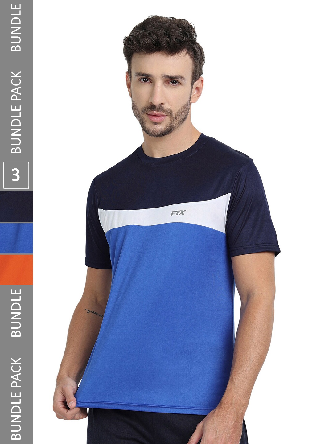

FTX Pack Of 3 Colourblocked Dry Fit Sports T-shirt, Blue