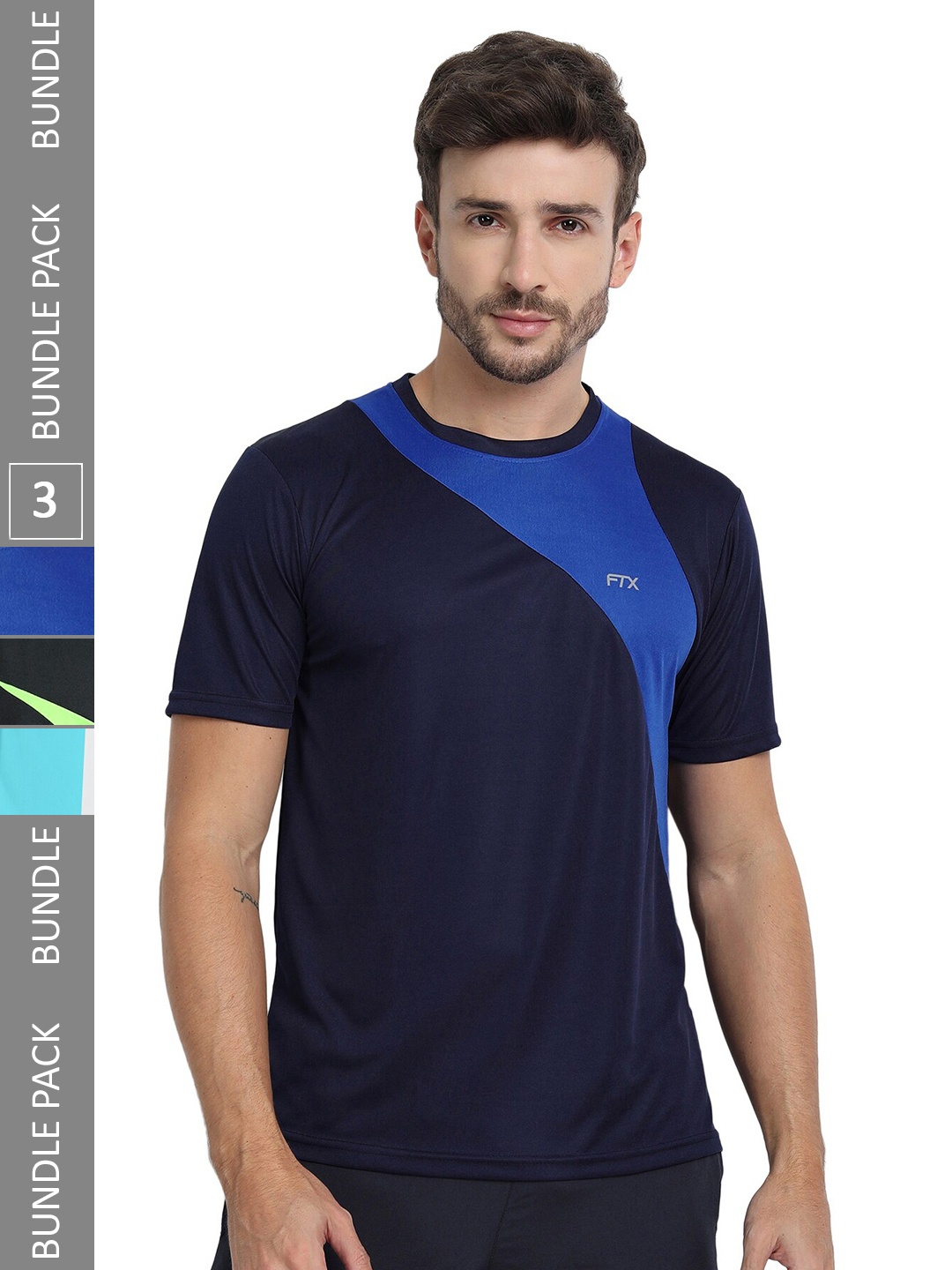 

FTX Pack Of 3 Colourblocked Dry Fit Sports T-shirt, Blue