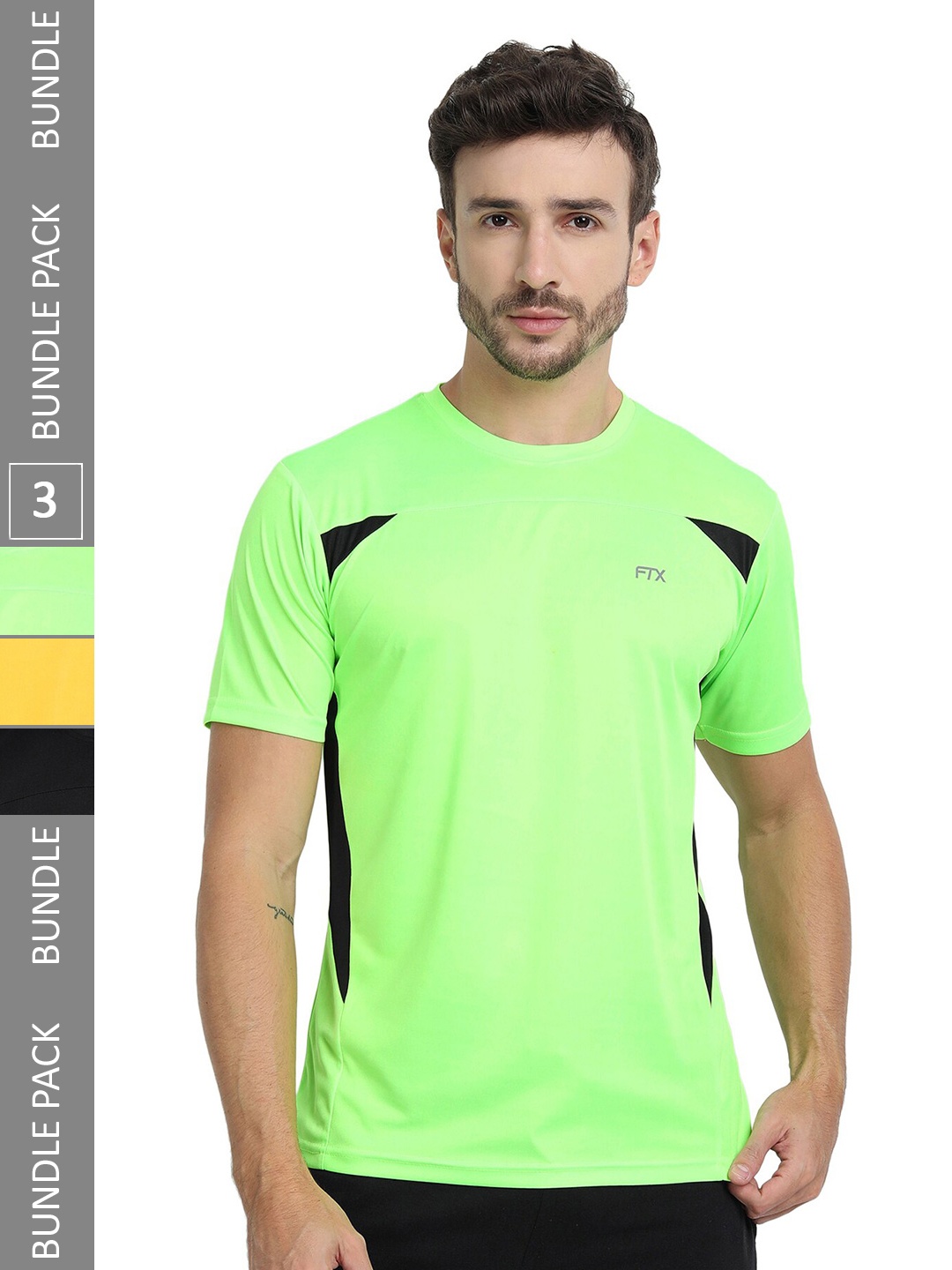 

FTX Pack Of 3 Colourblocked Dry Fit Sports T-shirt, Green