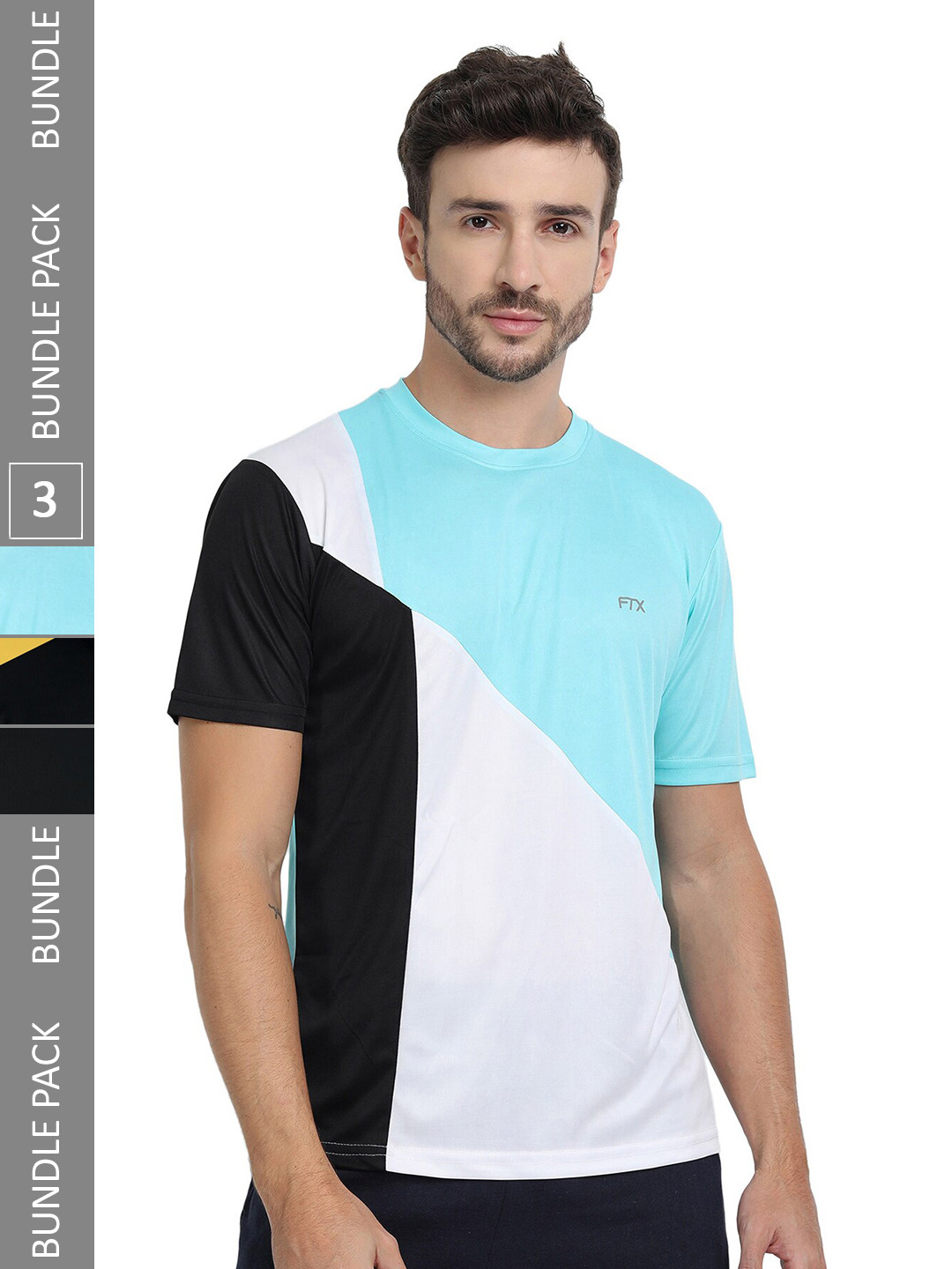 

FTX Pack Of 3 Colourblocked Dry Fit Sports T-shirts, Blue
