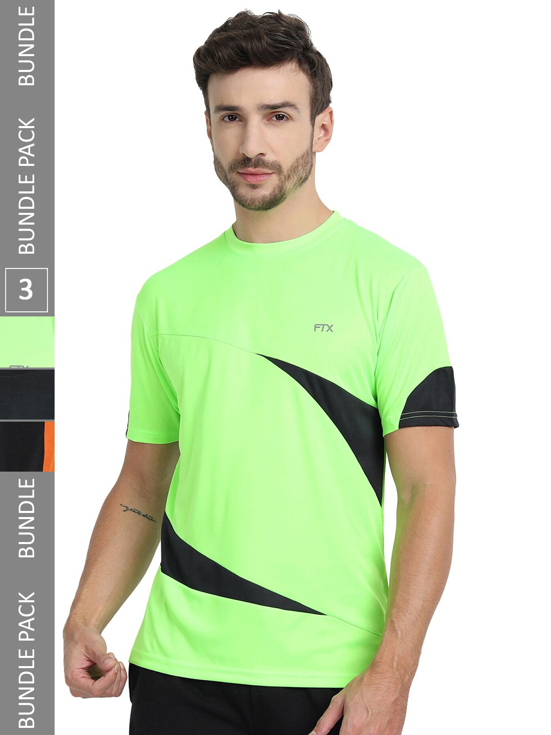 

FTX Pack Of 3 Colourblocked Dry Fit Sports T-shirt, Green