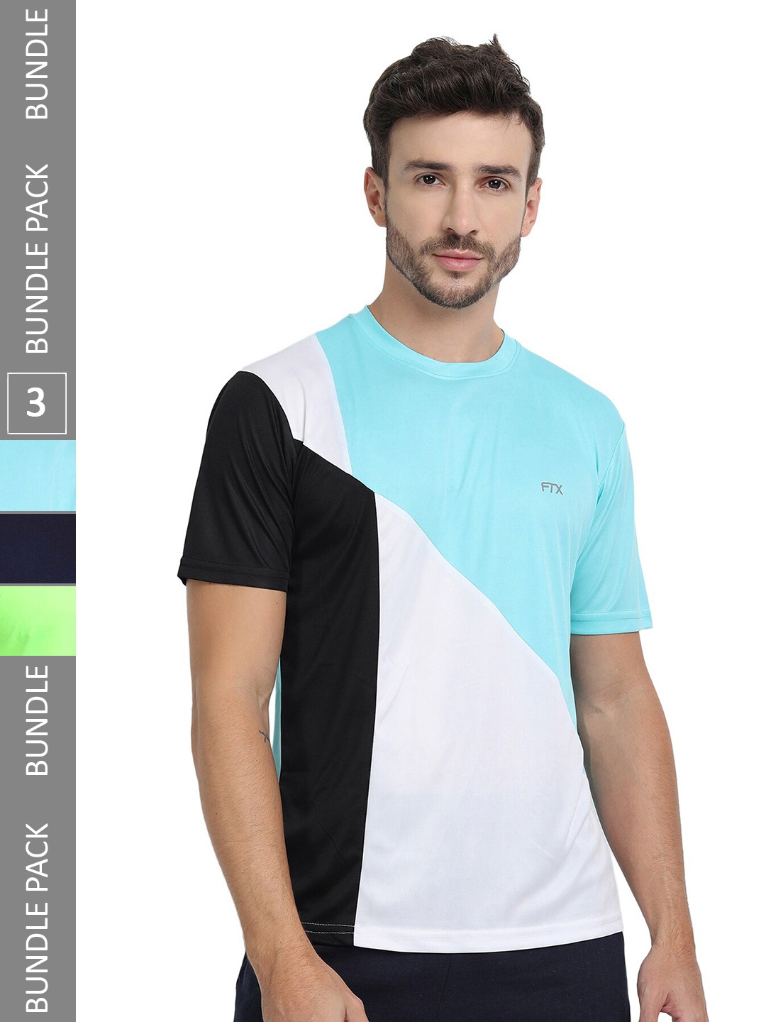 

FTX Pack Of 3 Colourblocked Dry Fit Sports T-shirt, Blue