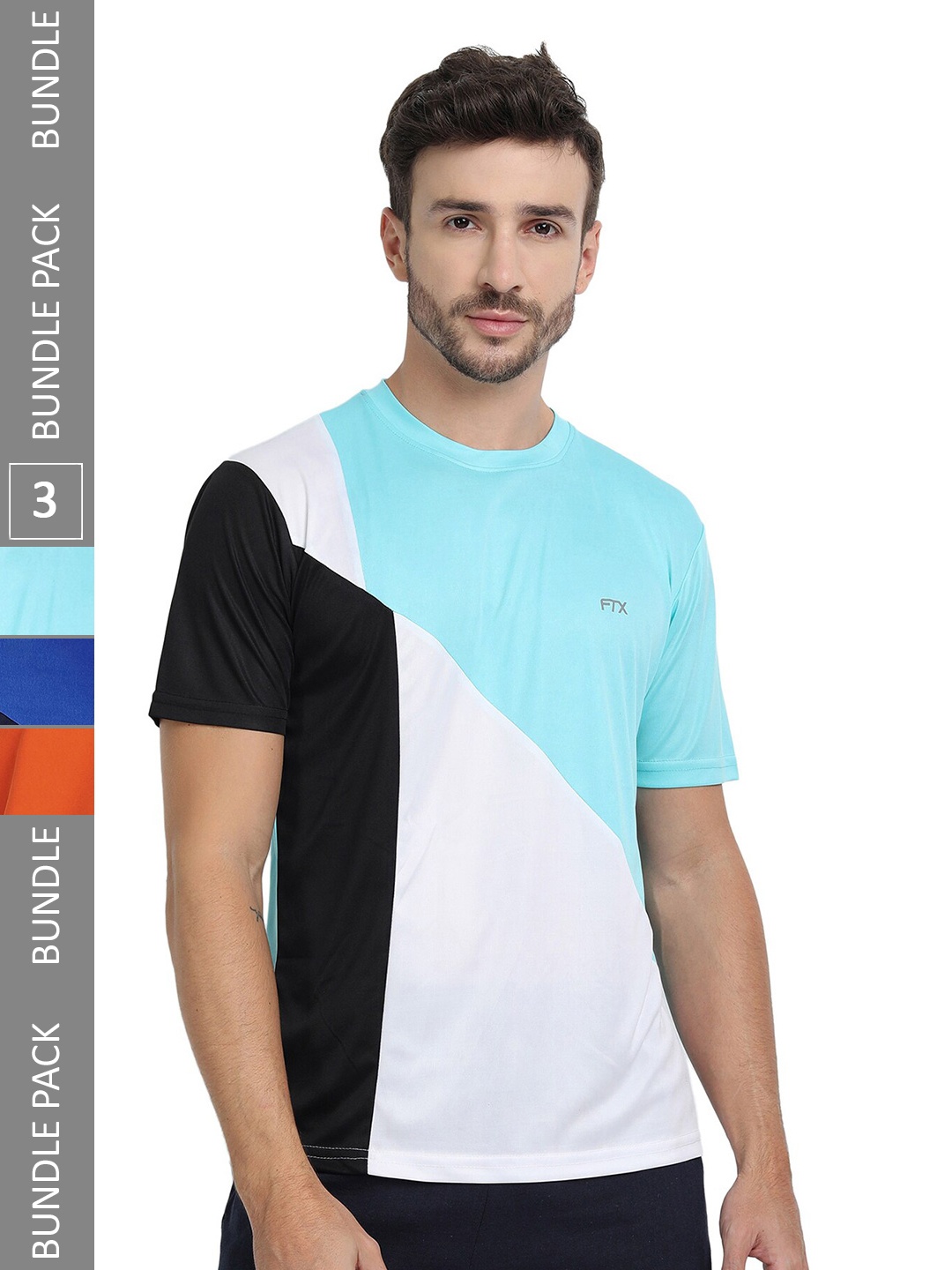 

FTX Pack Of 3 Colourblocked Dry Fit Sports T-shirt, Blue