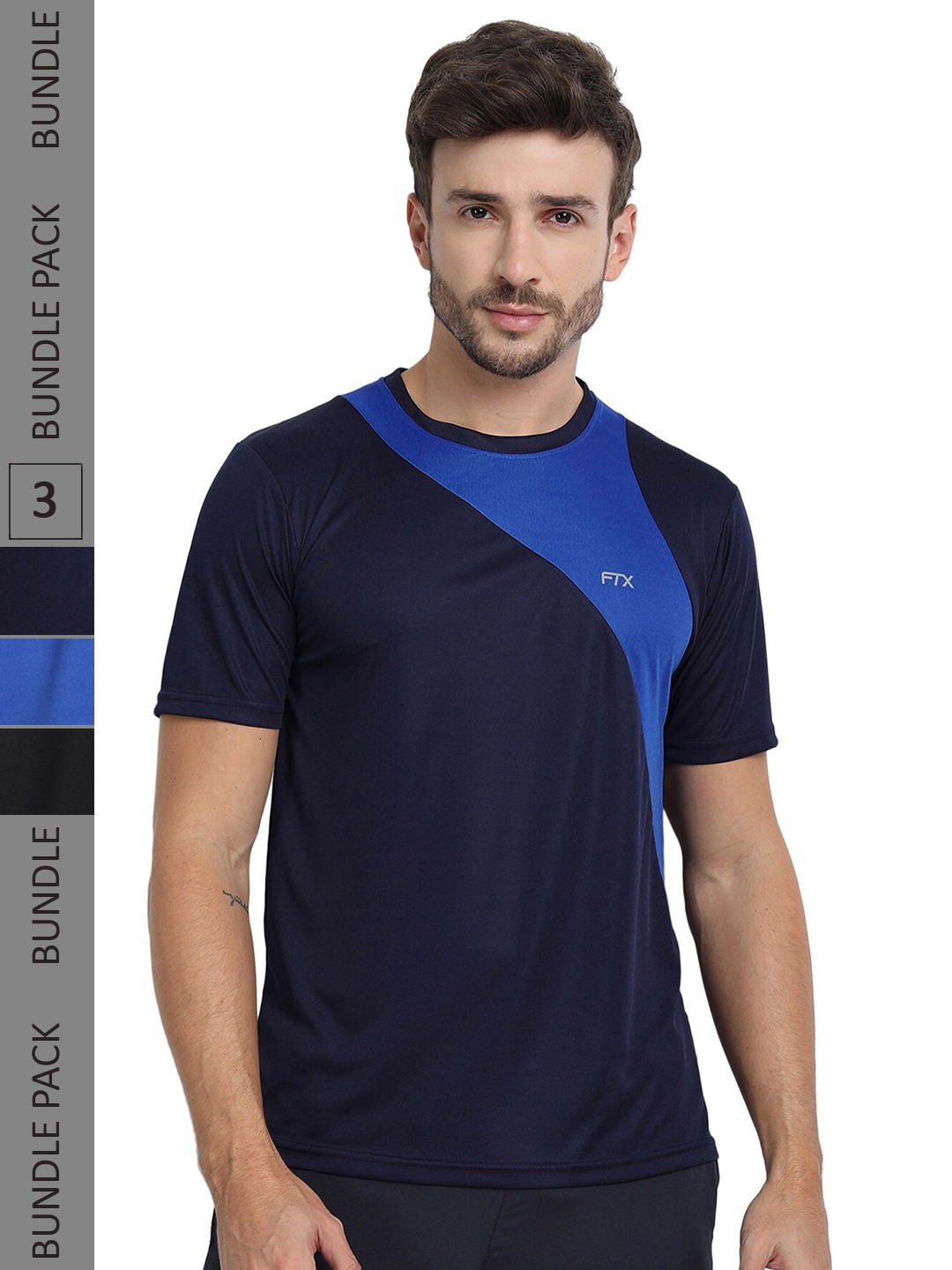 

FTX Pack Of 3 Colourblocked Dry Fit Sports T-shirt, Blue