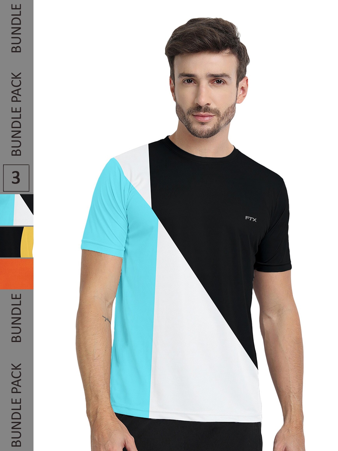 

FTX Pack of 3 Colourblocked Dry Fit Sports T-shirt, White