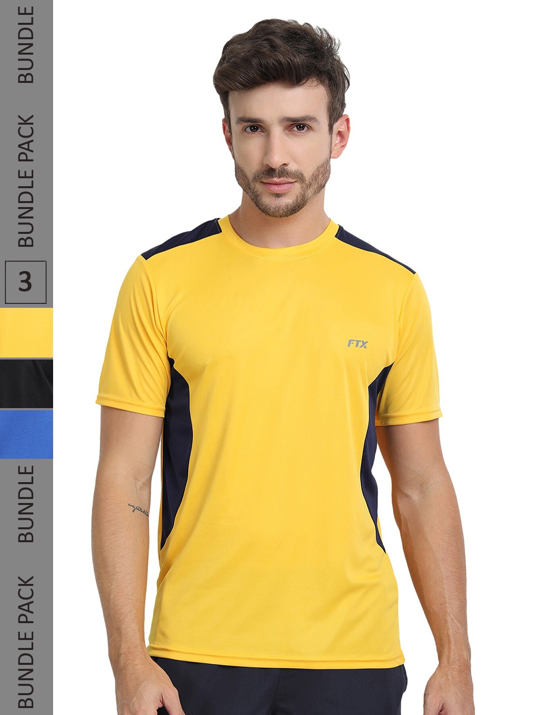 

FTX Pack Of 3 Colourblocked Dry Fit Sports T-shirt, Yellow