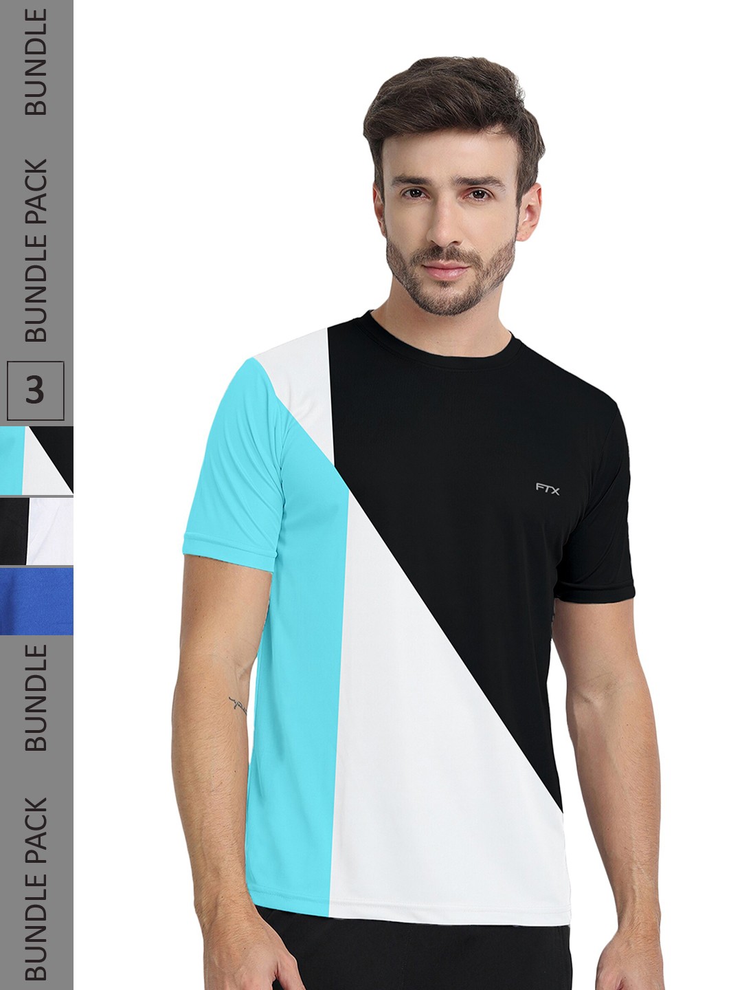 

FTX Pack Of 3 Colourblocked Dry Fit Sports T-shirt, White