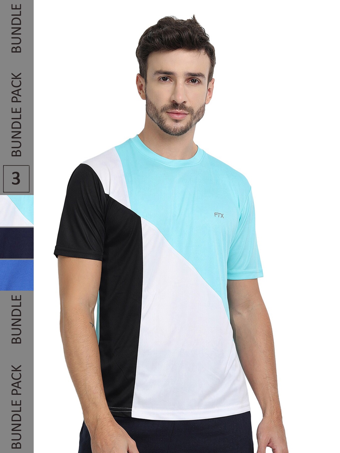 

FTX Pack Of 3 Colourblocked Dry Fit Sports T-Shirts, Black