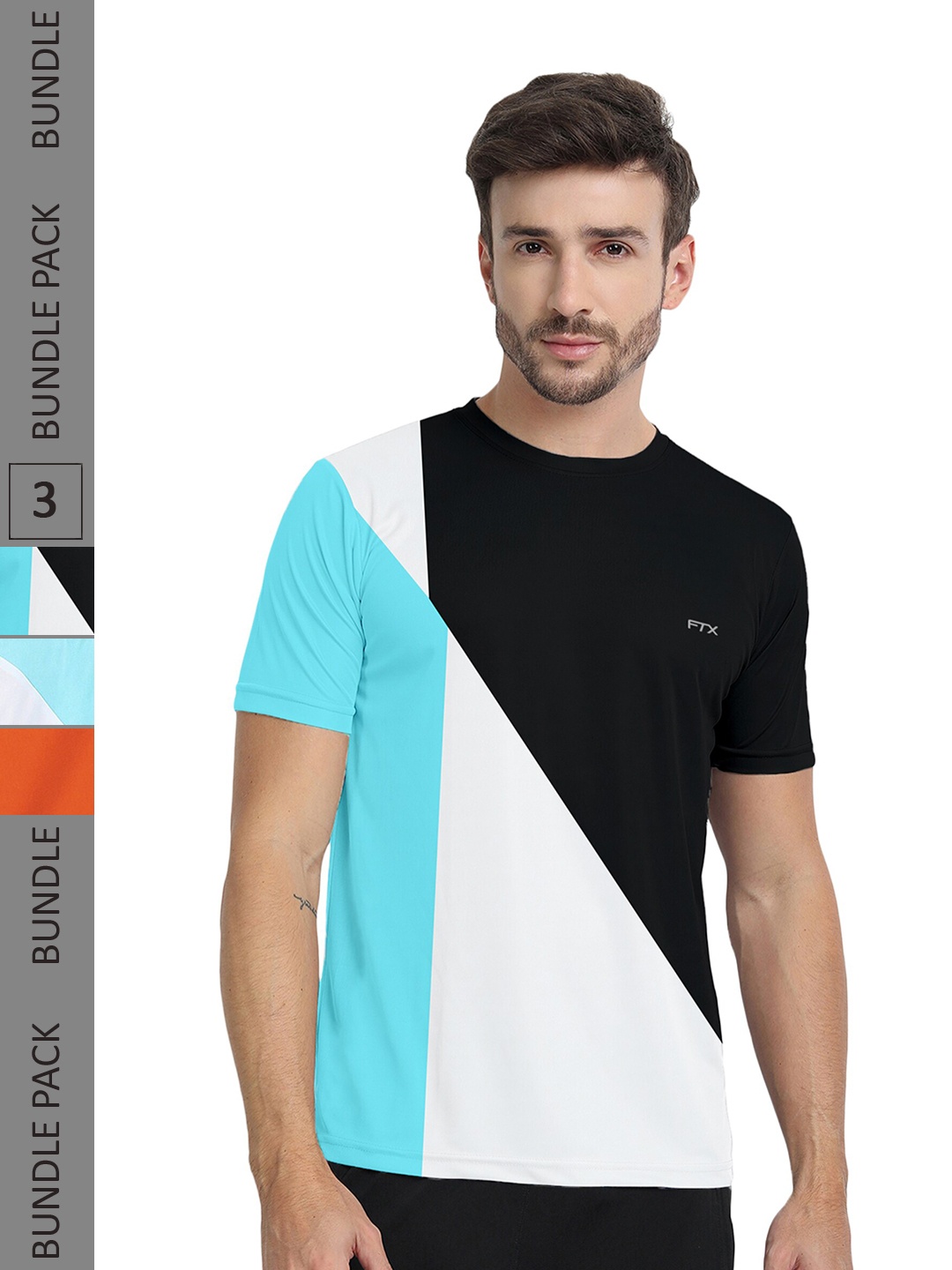 

FTX Pack of 3 Colourblocked Dry Fit T-shirts, White
