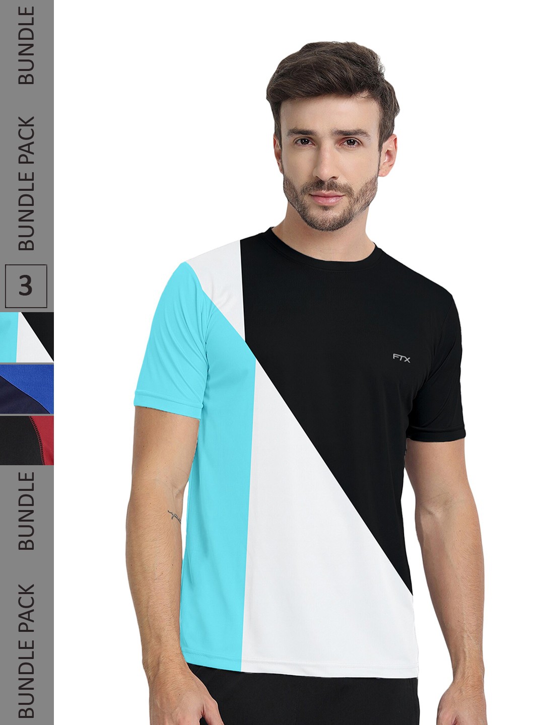 

FTX Pack of 3 Colourblocked Dry Fit Sports T-shirt, White