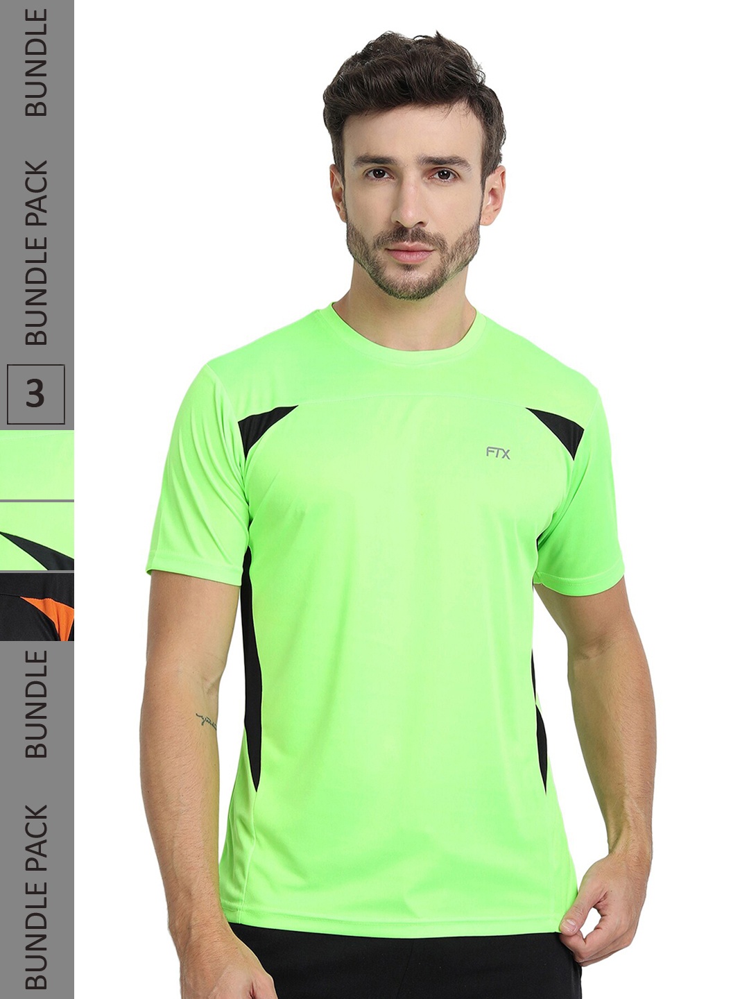 

FTX Pack Of 3 Colourblocked Dry Fit Sports T-shirt, Green