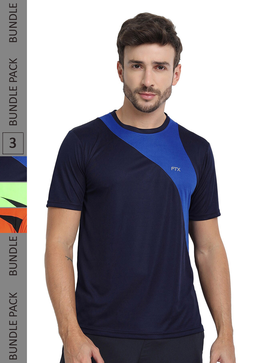 

FTX Pack Of 3 Colourblocked Dry Fit Sports T-shirt, Blue