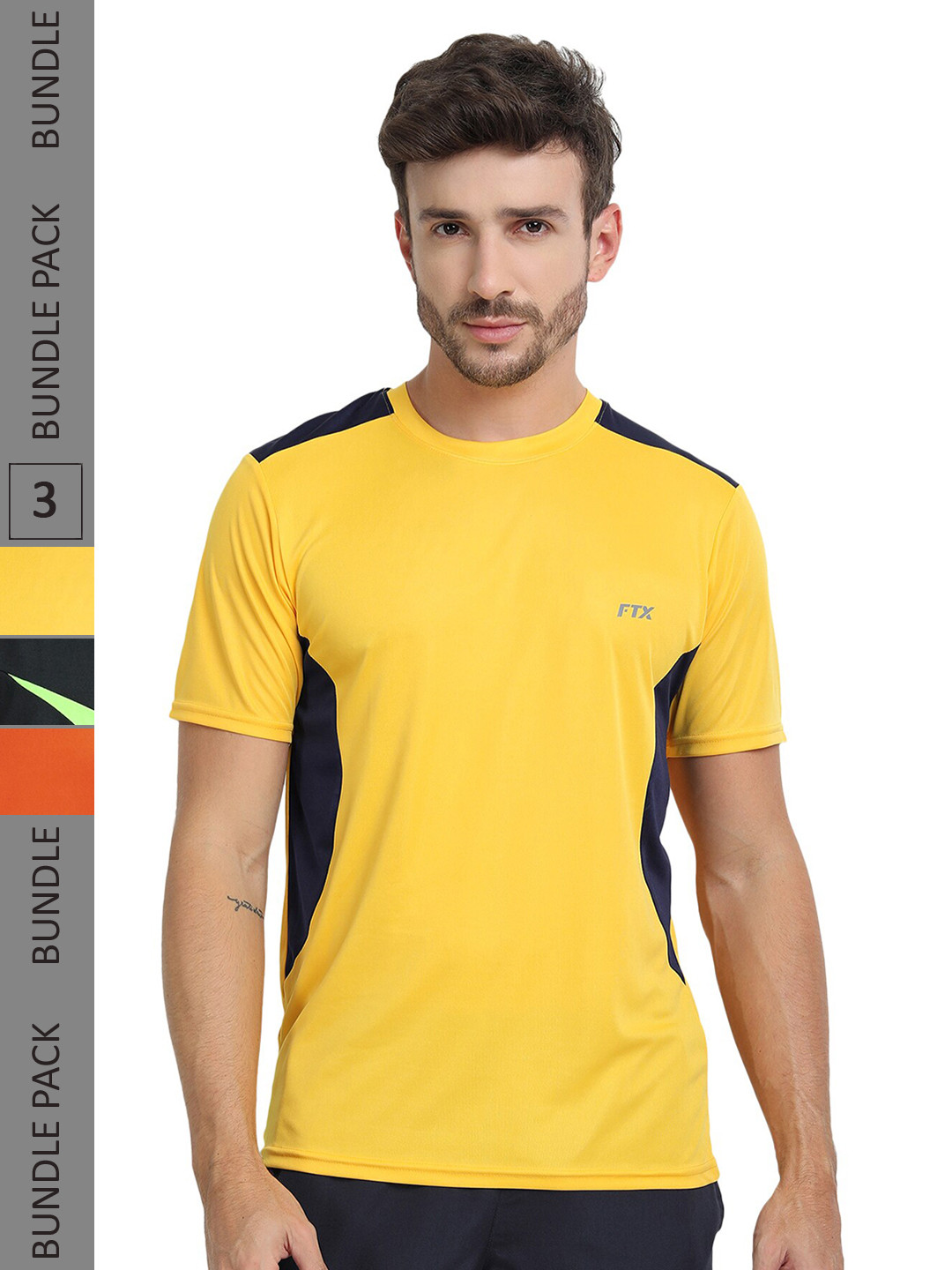 

FTX Pack Of 3 Colourblocked Dry Fit Sports T-shirts, Yellow