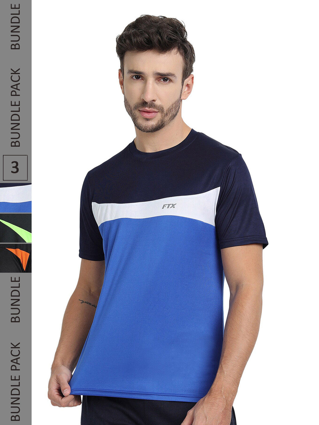 

FTX Pack Of 3 Colourblocked Dry Fit Sports T-shirt, Black