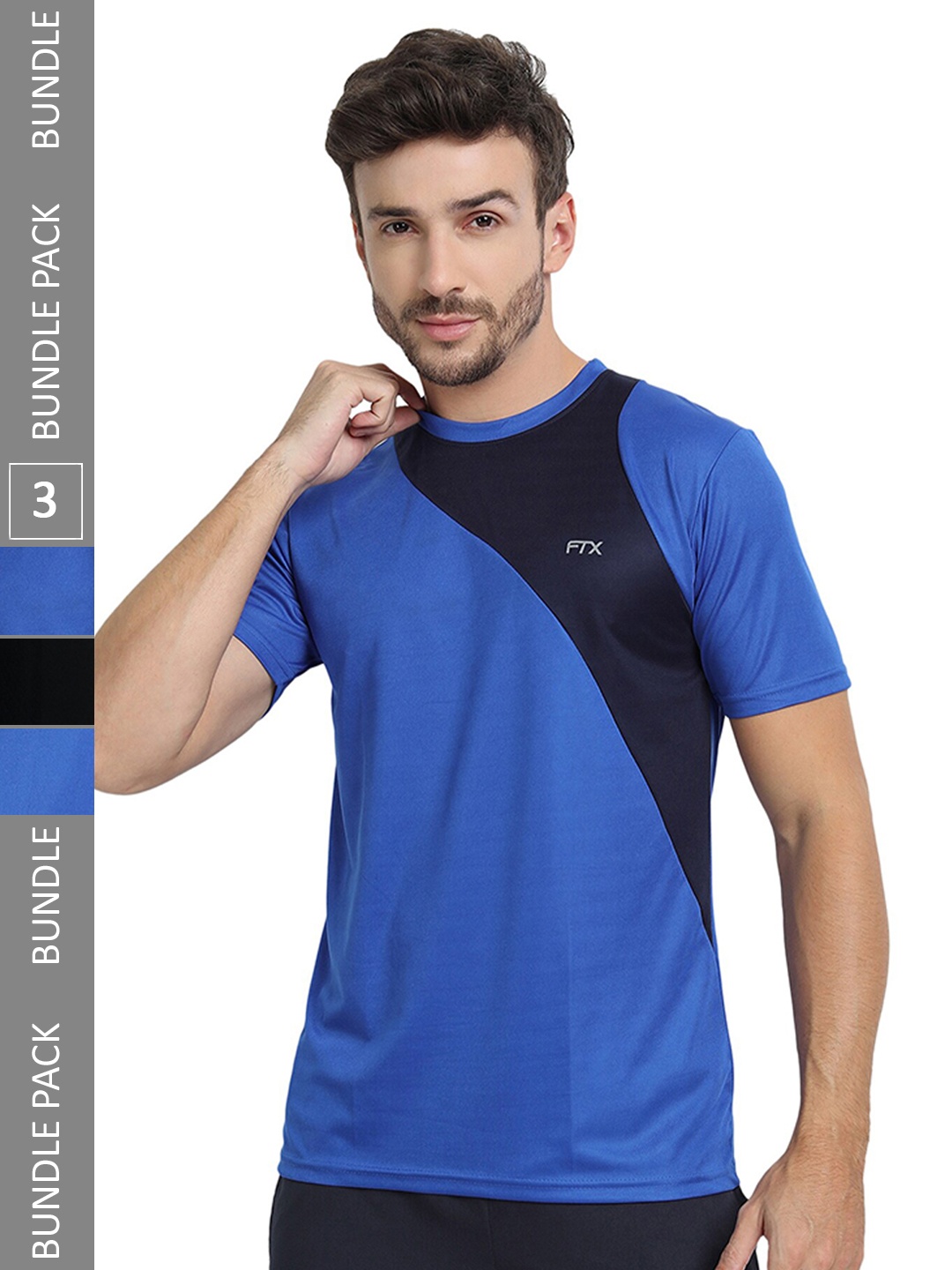 

FTX Pack Of 3 Round Neck Dry Fit Sports T-shirt, Navy blue