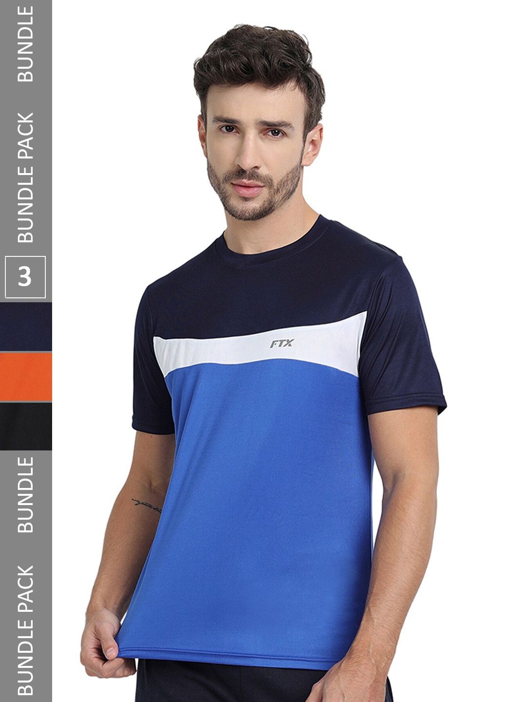 

FTX Pack Of 3 Round Neck Dry Fit Sports T-shirt, Navy blue