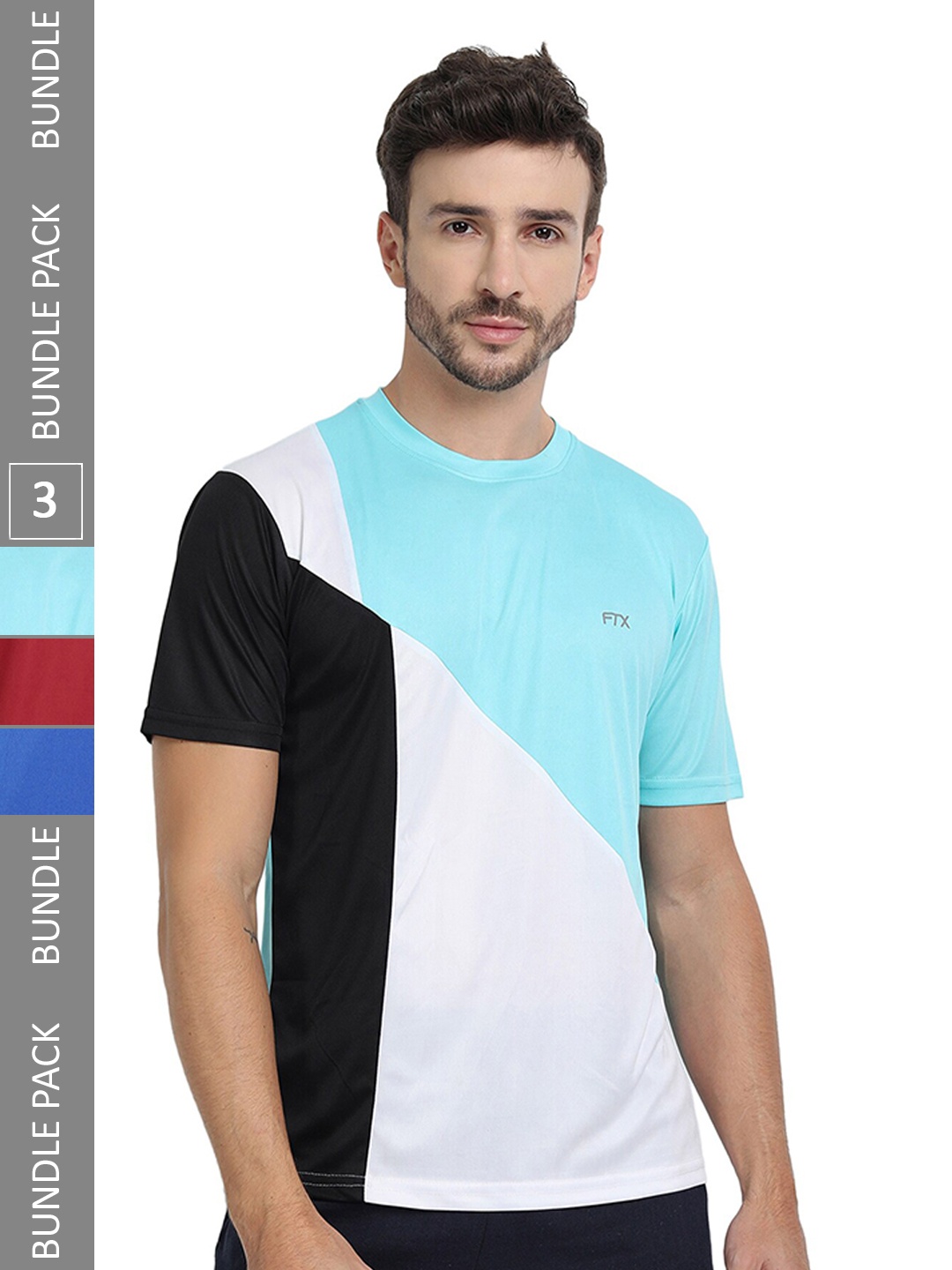 

FTX Pack Of 3 Colourblocked Round Neck Dry-Fit Sports T-shirt, White