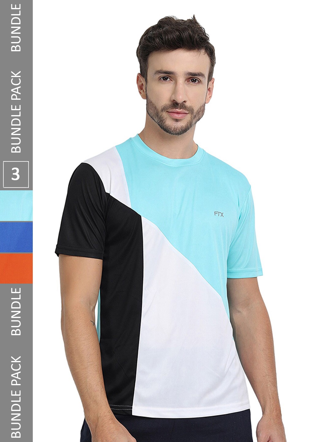 

FTX Pack Of 3 Colourblocked Round Neck Dry-Fit Sports T-shirt, White