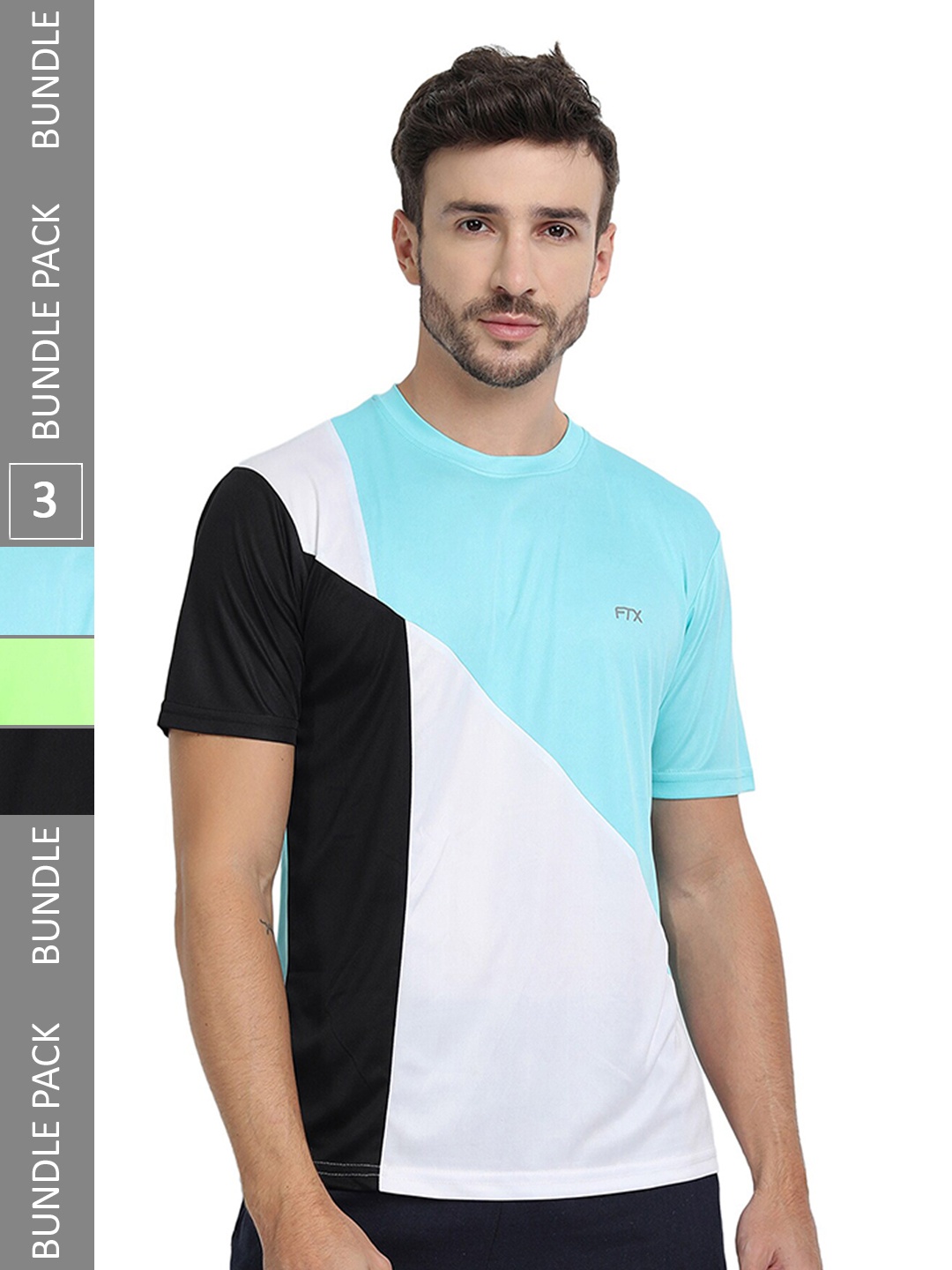 

FTX Pack Of 3 Colourblocked Round Neck Dry-Fit Sports T-shirt, White