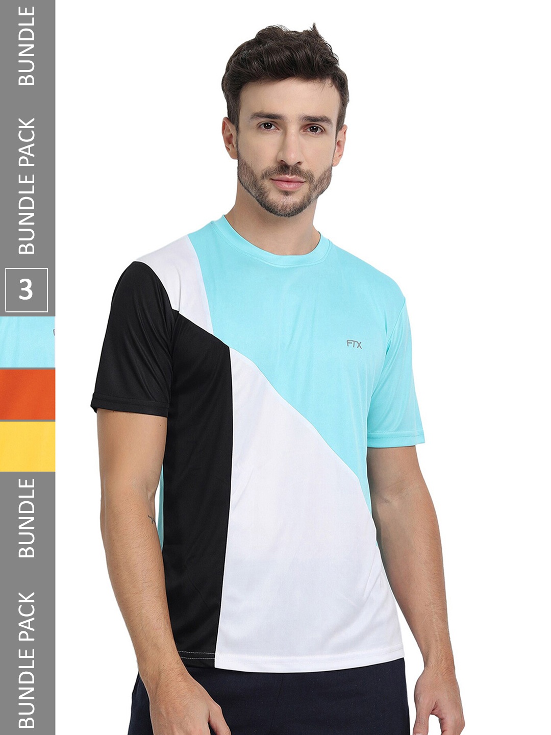 

FTX Pack Of 3 Colourblocked Round Neck Dry-Fit Sports T-shirt, White